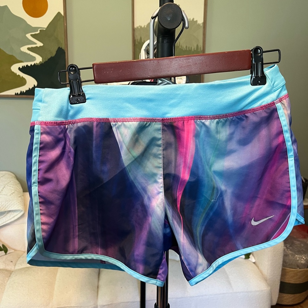 Nike Kids Multicolor Athletic Shorts with Aqua Trim